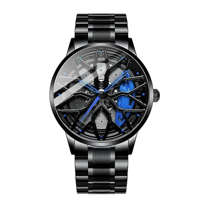 Car Spinning Wheel Watch For Men (Blue) on SnapLoot