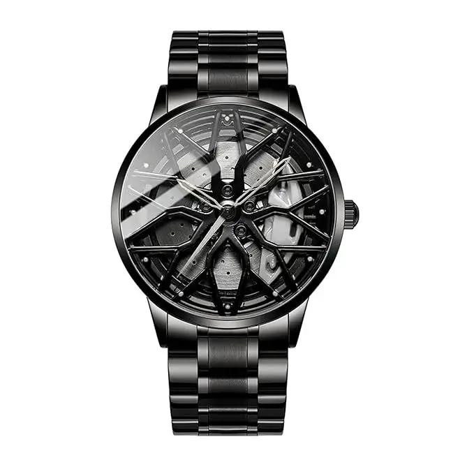Car Spinning Wheel Watch For Men (White)  on SnapLOOT